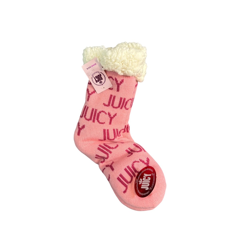 Juicy Couture Pink Logo Sherpa Lined Home Socks Slipper Size 9-11 JC396584JC-PNK